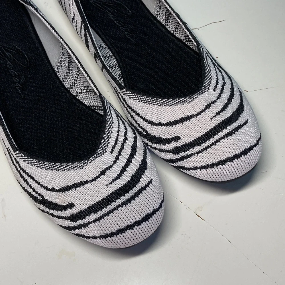 Bacia Knit Ballet Flats Womens Size 9 Machine Washable Zebra Striped Shoes